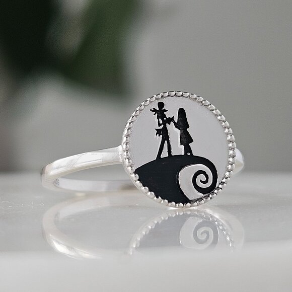 RARE Jack & Sally Ring, Nightmare Before - 925 Sterling Silver Disney Valentines - Picture 4 of 4